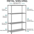 thumbnail image 5 of IZEUK 4-Tier Industrial Wire Shelving, Heavy Duty Metal Storage Rack 3400 LBS Capacity, Adjustable Utility Shelf with 25.4mm Steel Pipes, 59.1"W x 17.7"D x 70.4"H, Chrome, 5 of 8