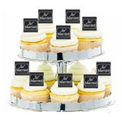 24pk Vintage Black Chalkboard Just Married Style 2 Edible Cupcake Decoration Topper Picks