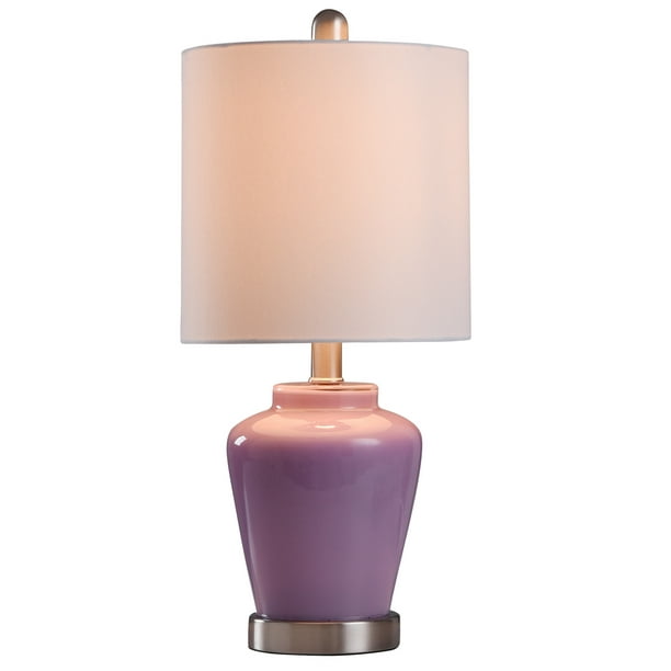 Glass Accent Table Lamp - Lilac, Brushed Steel - Walmart.com