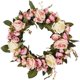 thumbnail image 1 of Rosario artificial, corona, corona, corona de primavera rosa, rosas de seda, flores artificiales para decoración, Navidad, boda, cumpleaños, chimenea, interior y exterior, decoración de pared Xemadio HFP-0541-1, 1 of 7