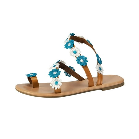

Sandals for Women Clearance Flat Roman Shoes Ladies Bohomian Beach Holiday Summer Pearl Tassel Shoes Casual Toe Post Sliders Beach Pool Sandal