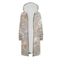 thumbnail image 6 of Hueook Boho Tops for Women Winter Casual Zipper Long Sleeve Pocket Hooded Mid-Length Printed Jacket Beige XL, 6 of 8