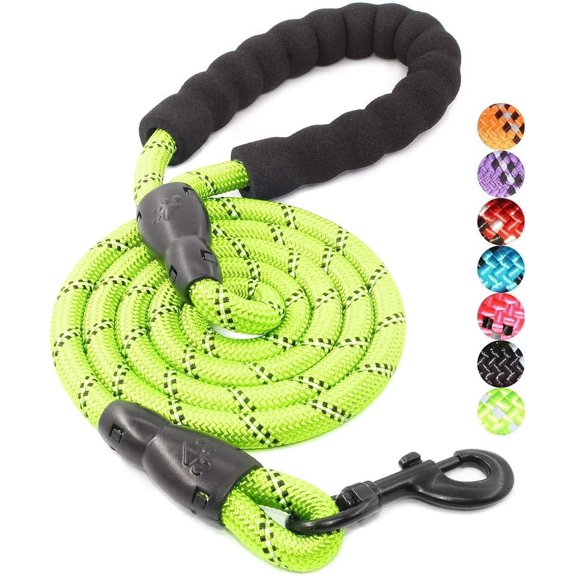 Ywuzuh Rope Dog Leash 5 FT with Comfortable Padded Handle, Highly Reflective Threads Dog Leash for Medium Large Dogs