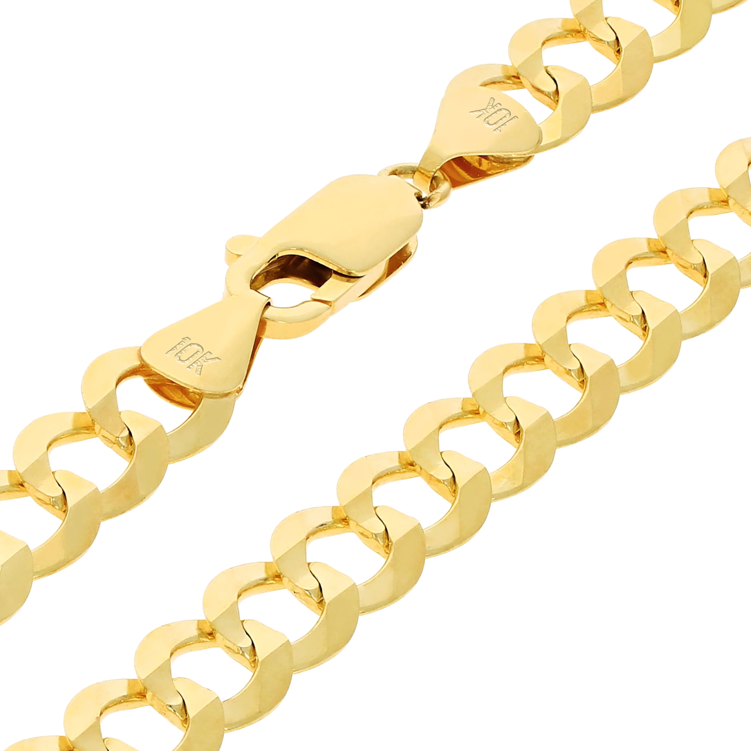 Nuragold 10k Real Yellow Gold Solid Cuban Curb Link 8mm Chain Bracelet (7"-9") Italian Jewelry for Men