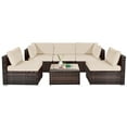 thumbnail image 1 of Patiojoy 6PCS Wicker Patio Sectional Conversation Furniture Set with Coffee Table & Seat Cushions Brown, 1 of 9