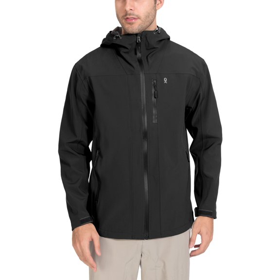 Little Donkey Andy Men's Waterproof Hiking Shell Jacket - Windproof, Breathable for Hiking, Travel, and Fishing Black S