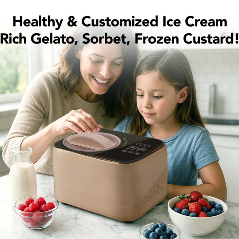 Whynter 0.8 Quart Compact Automatic Ice Cream Maker with Stainless Steel Bowl, Taupe Latte ICM-080-TL