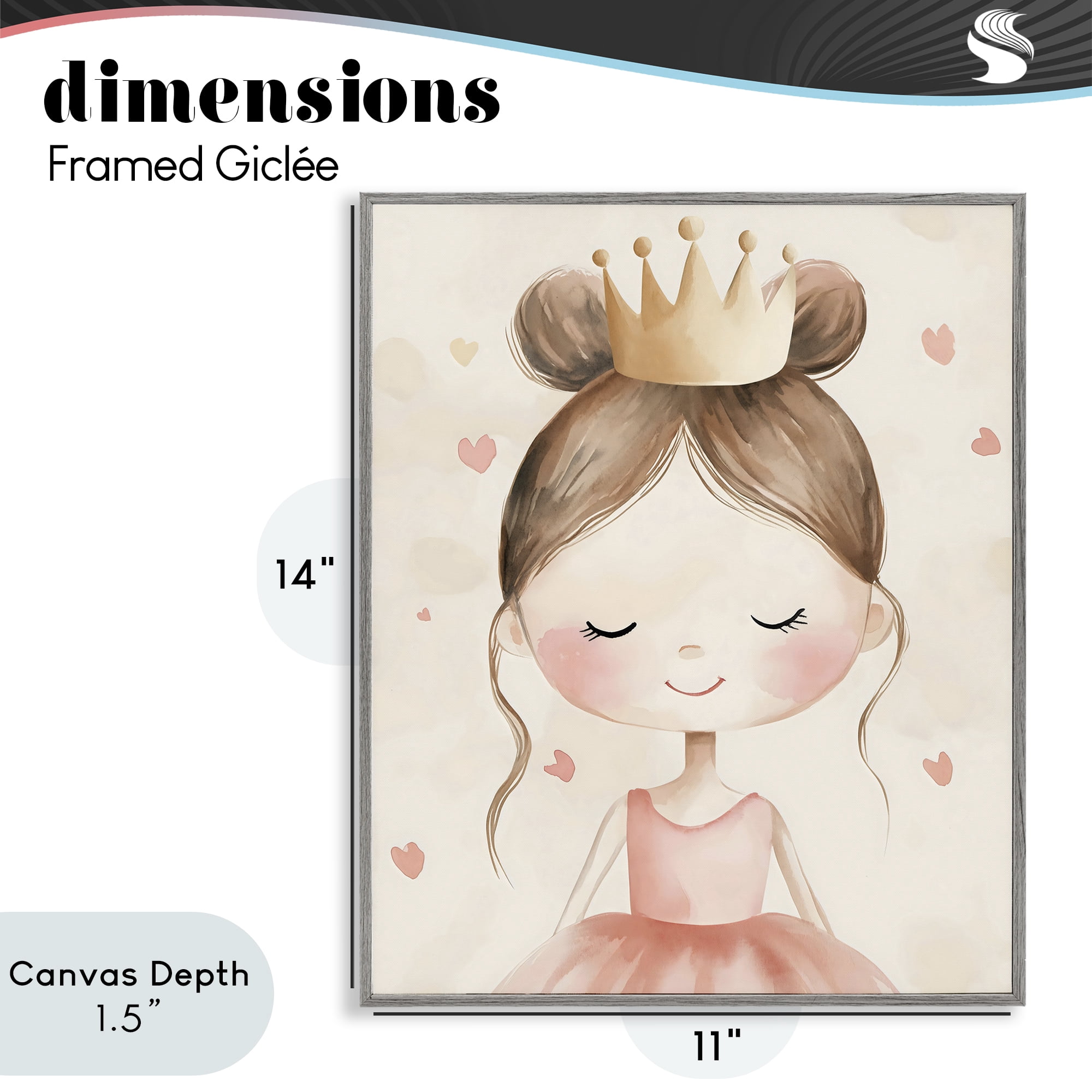 Stupell Industries Pink Ballerina in Crown Gray Framed Giclee Art, design by Creative Studio