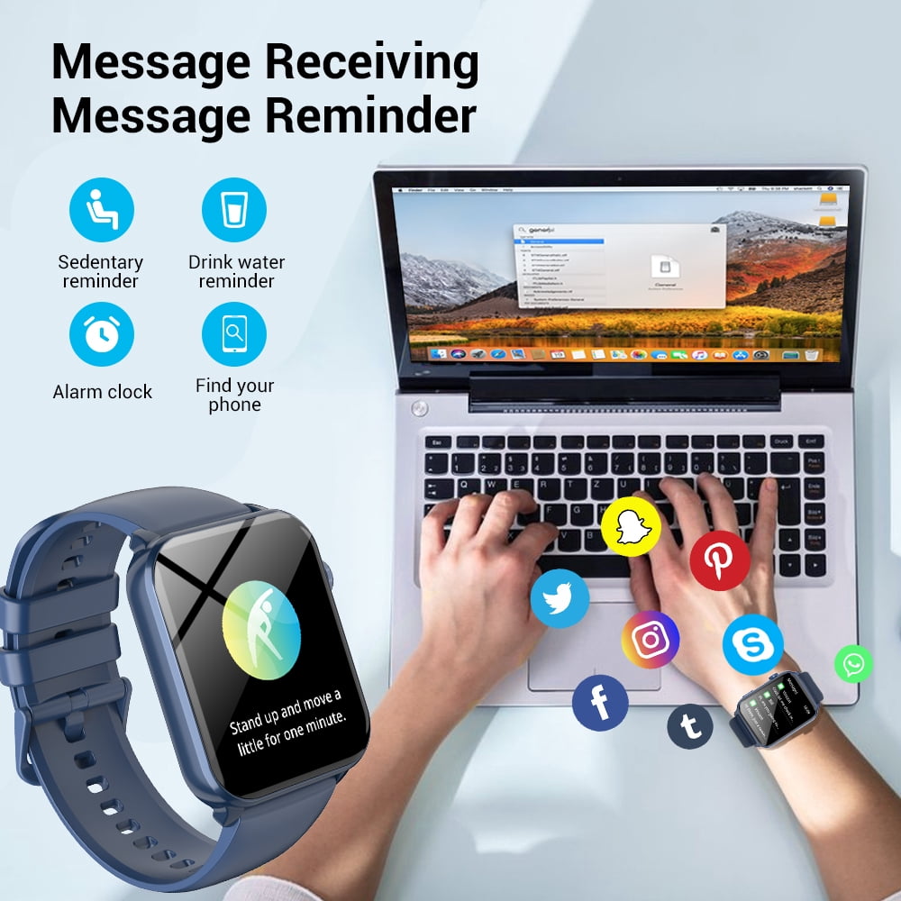 Blackview 1.91-inch Smartwatch fits for Samsung Android iPhone,100+ Sports Modes/Answer/Make Calls/IP68 Waterproof,Smartwatch for Men Women's,Blue