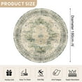 thumbnail image 2 of 6' Diameter Traditional Area Rugs for Living Room, Non-Slip Indoor Thin Carpet for Bedroom, Foldable Persian Medallion Rugs,Green, 2 of 5