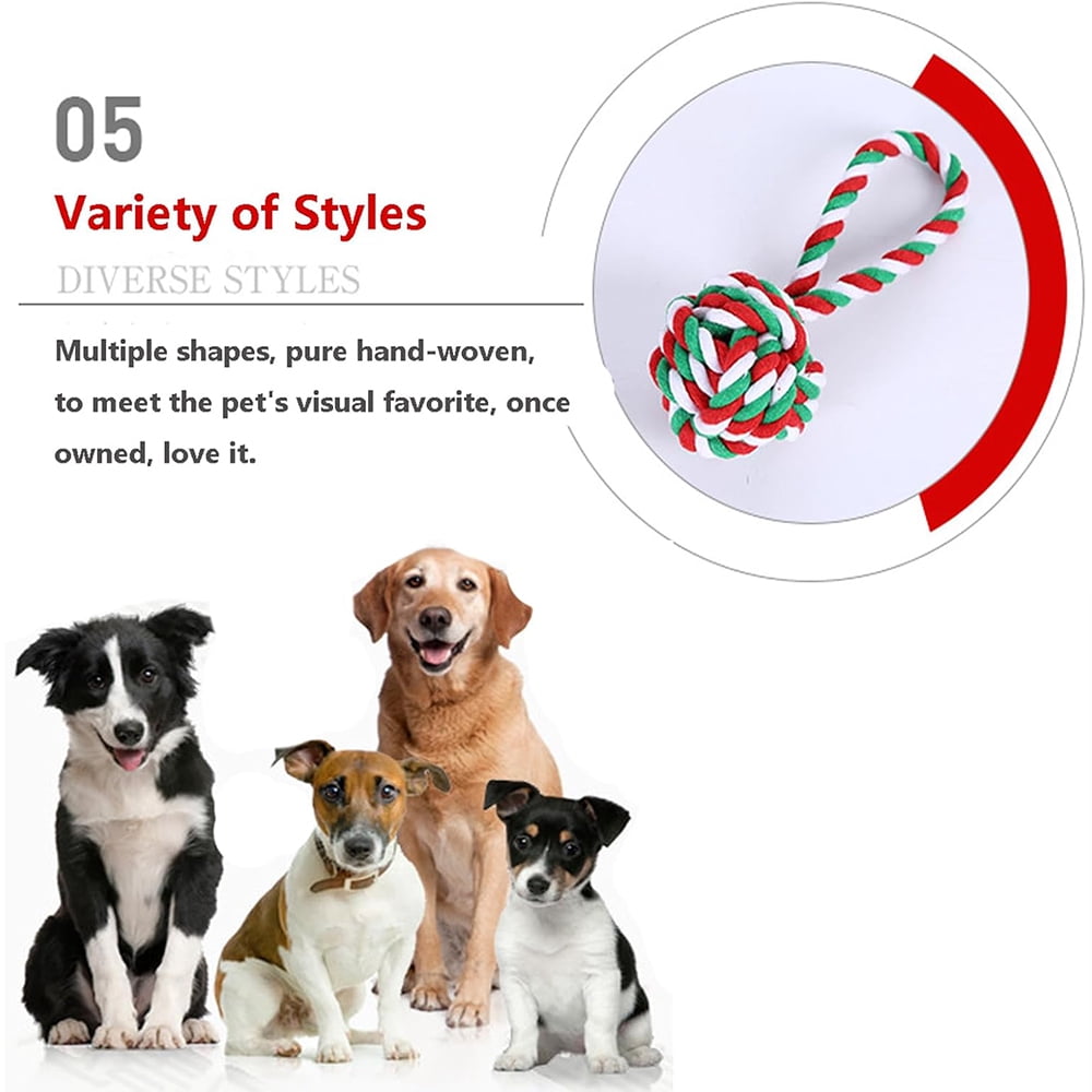 Ausugar Christmas Dog Toy 10PCS Indestructible Dog Rope Chew Toy Set for Dogs Training Playing Teething
