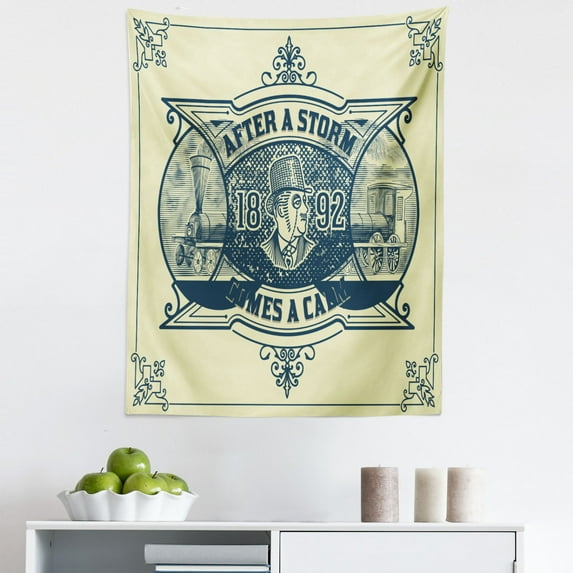 Grey Yellow Tapestry, After a Storm Comes a Calm Classic Industry Business Theme Monochrome Art Print, Fabric Wall Hanging Decor for Bedroom Living Room Dorm, 5 Sizes, Grey Yellow, by Ambesonne