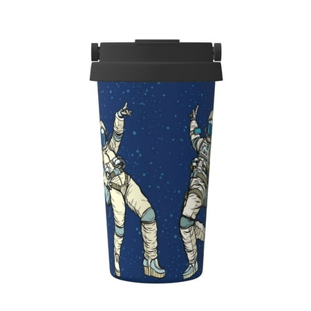 

Uemuo Disco party Astronaut Dancing Print Carry Insulated Coffee Mug Travel Mug with Hidden Handle Insulated Coffee Flask Leak-proof Travel Mug Insulated Mug for Office