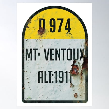 Mont Ventoux France Kilometre Marker Retro Metal Sticker & Sticker Poster Wall Art, Modern Wall Decor, 8x12 UNFRAMED
