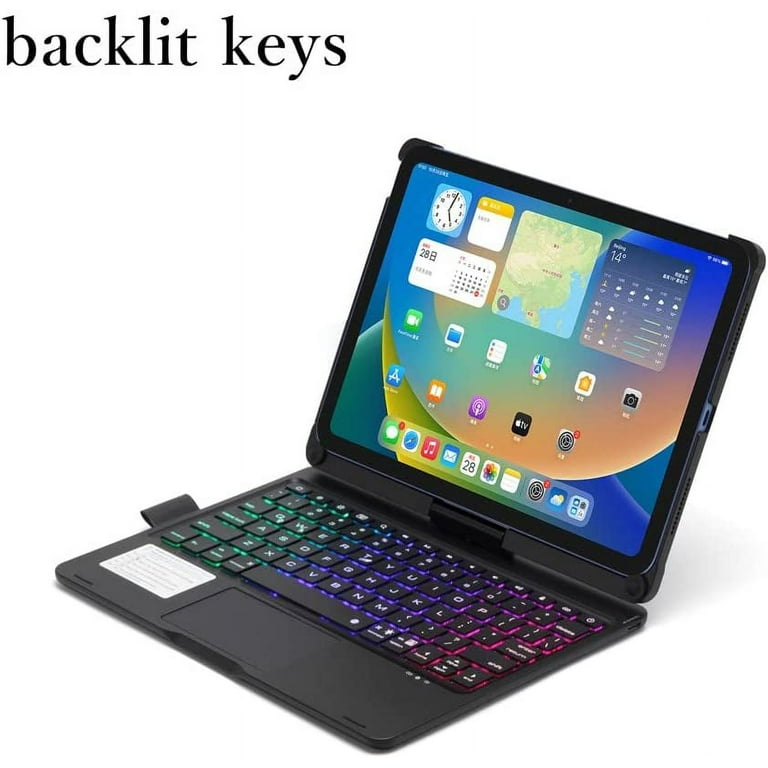 iPad 10th Generation Case with Keyboard，Touch Keyboard for iPad 10th  Generation （ iPad 10.9“2022，）- 10 Color Backlight, 360° Rotatable  Protective