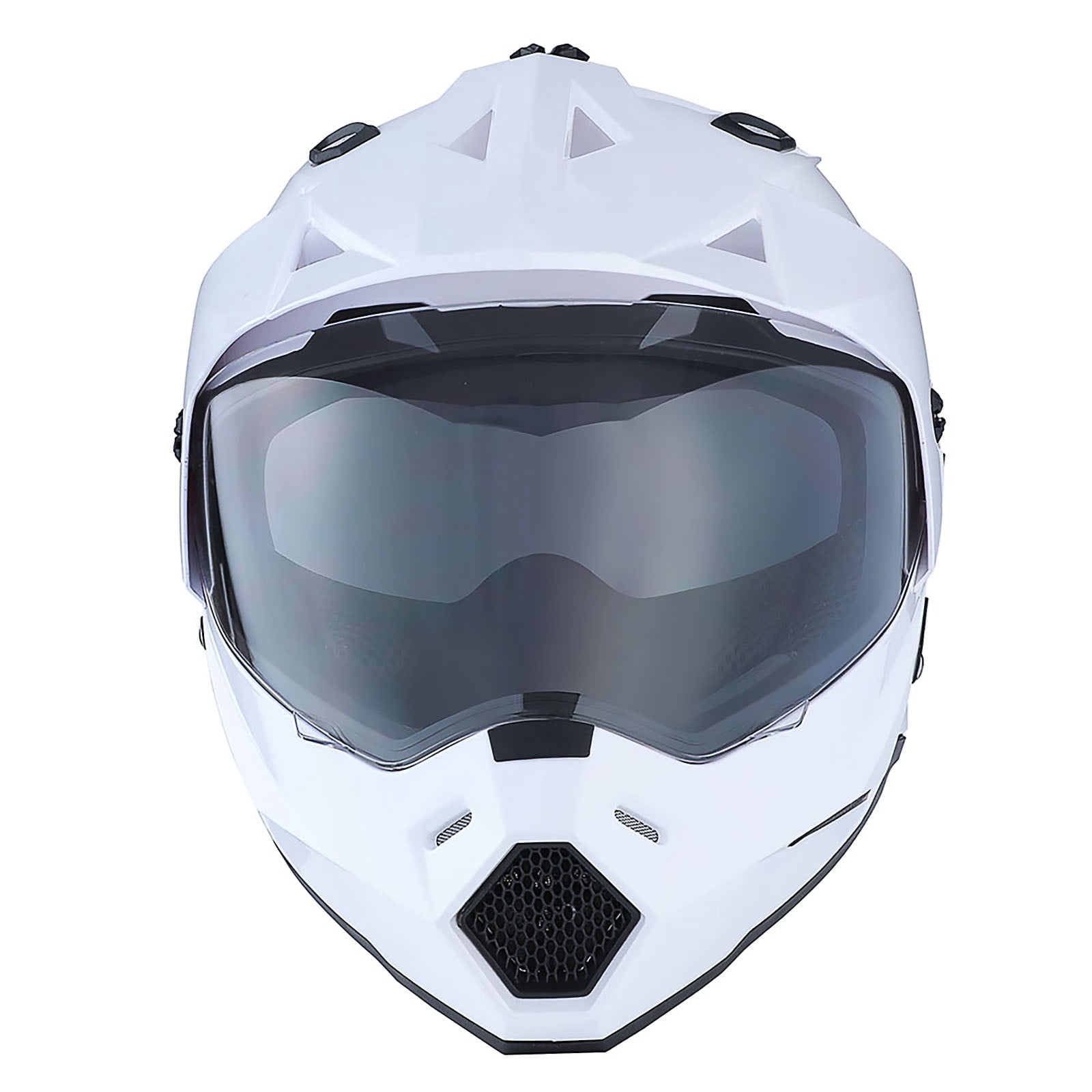 1Storm Dual Sport Motorcycle Motocross Off Road Full Face Helmet HF802 Dual Visor Glossy White