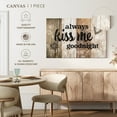 thumbnail image 4 of Elephant Stock Kiss Me Goodnight Typography Wall Sign Wall Art - Horizontal Canvas Wall Art - Living Room Wall Decor - Wall Signs Canvas - Black And Beige Decor - 51" x 34", 4 of 4