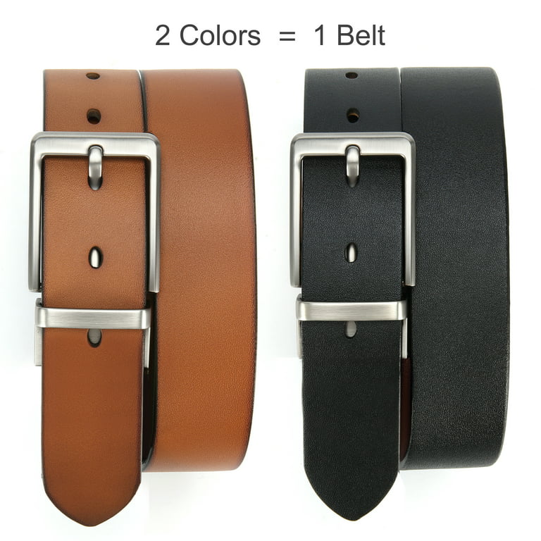 Black/brown 35 mm reversible leather belt - Luxury Belts