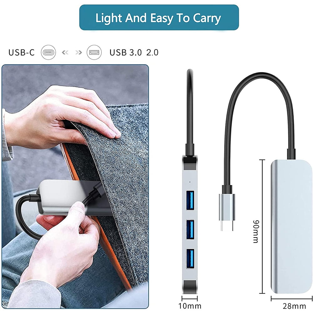 USB C Hub 4 Ports USB Type C to USB 3.0 Hub Adapter Compatible with MacBook Pro iMac Samsung Galaxy Note 10 S10 S9 LG Google Chromebook Pixelbook Dell XPS Oculus Rift and More (Gray)