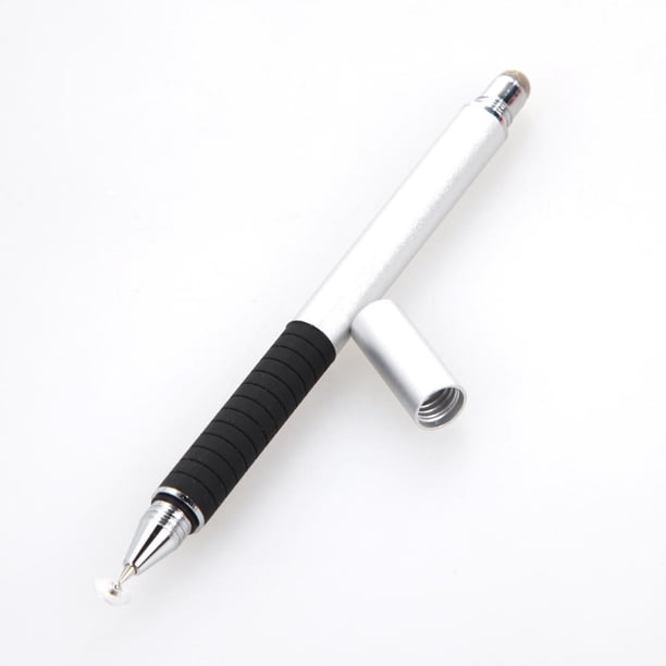 Pluma de pantalla táctil capacitiva de precisión 2 en 1 para iPhone iPad (plata)