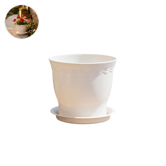 Plastic Flower Pot with Scalloped Rim for Indoor and Outdoor Plants, Suitable for Succulents and Green Plants, Home Decor Planter
