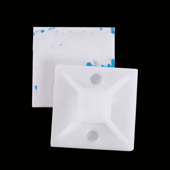 MISSMILE 100Pcs 3/4" White Self Adhesive Cable Zip Tie Mounts Wire Cable Clips Holders Management Anchors Organizer Holders Squares(Hs-101S),Durable Zip Tie Mounts