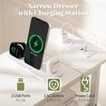 thumbnail image 4 of LED Narrow Nightstand with Charging Station - Slim Dresser for Bedroom Narrow Side Table Storage Cabinet, Small Dressers Chest of Drawers, Tall Night Stand End Table for Small Spaces, White, 4 of 9