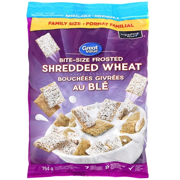 Great Value Bite-Size Frosted Shredded Wheat Cereal, 794 g