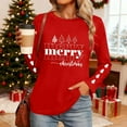 thumbnail image 6 of HOMBOM Red Tops for Women Christmas Dressy Casual Long Sleeve Crewneck Merry Christmas Xmas Fall Females T Shirts, 6 of 9