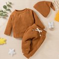 thumbnail image 2 of Towmus Toddler Baby Boy Fall Winter Clothes Corduroy Outfits Casual Solid Color Pullover Sweatshirt Tops Pants Hat 3Pcs Sets, 2 of 4