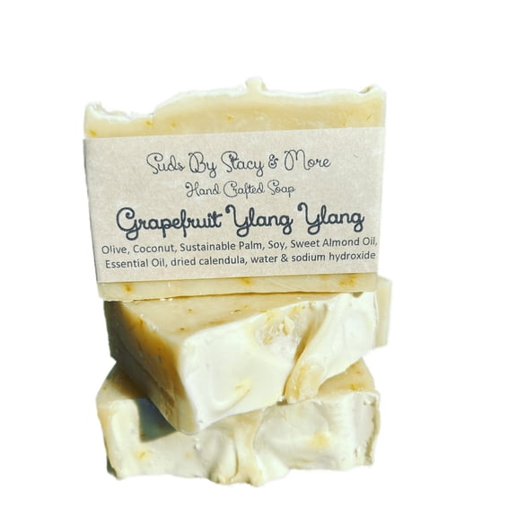 Grapefruit Ylang Ylang - Three Pack of Handmade Face and Body Soap Bars 4.8 - 5 ounce