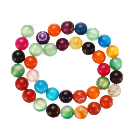 Mixed Color Agate Beads 10mm Natural Gemstone Beads, Smooth Round Loose Beads (1 Strand - 37pcs)