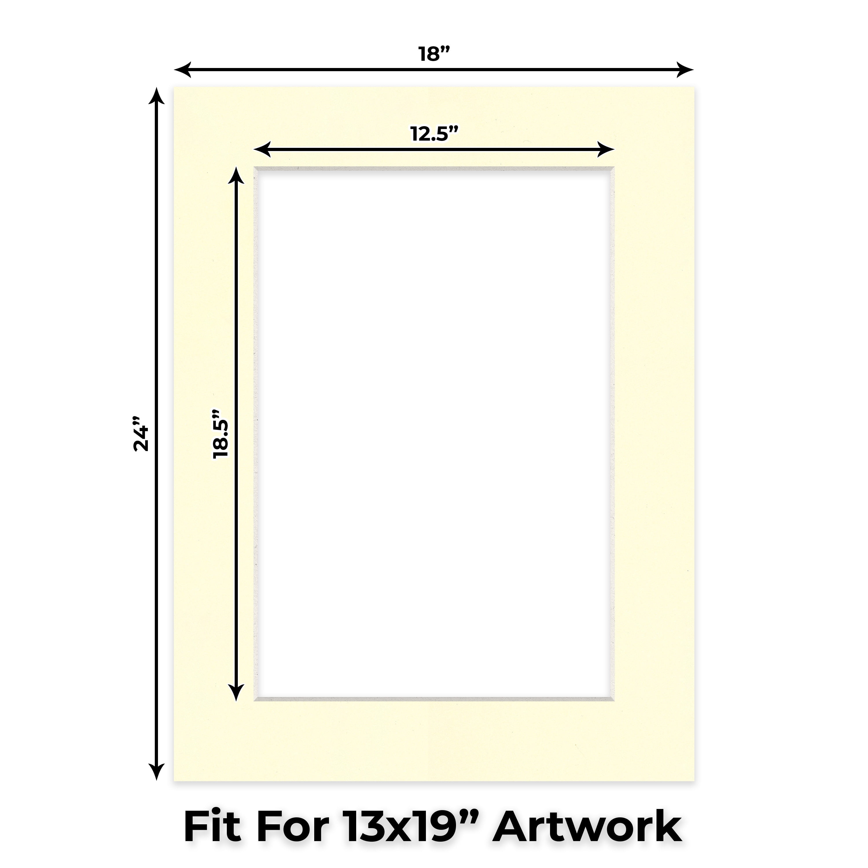 Off White Picture Frame Mat for 18x24 Frames - Fits 13x19 Photos - 50 Mats