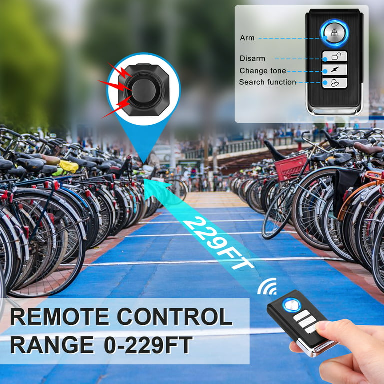 Wsdcam USB Rechargeable Bike Alarm with Remote, 110dB Loud