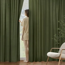 FFHAAD-Olive Green Privacy Sheer Curtains That Let Light in 84 Inches Long Non-See-Through Semi Sheer Curtain Light Filtering Window Curtains Drapes for Living Room Bedroom 2 Panels Set