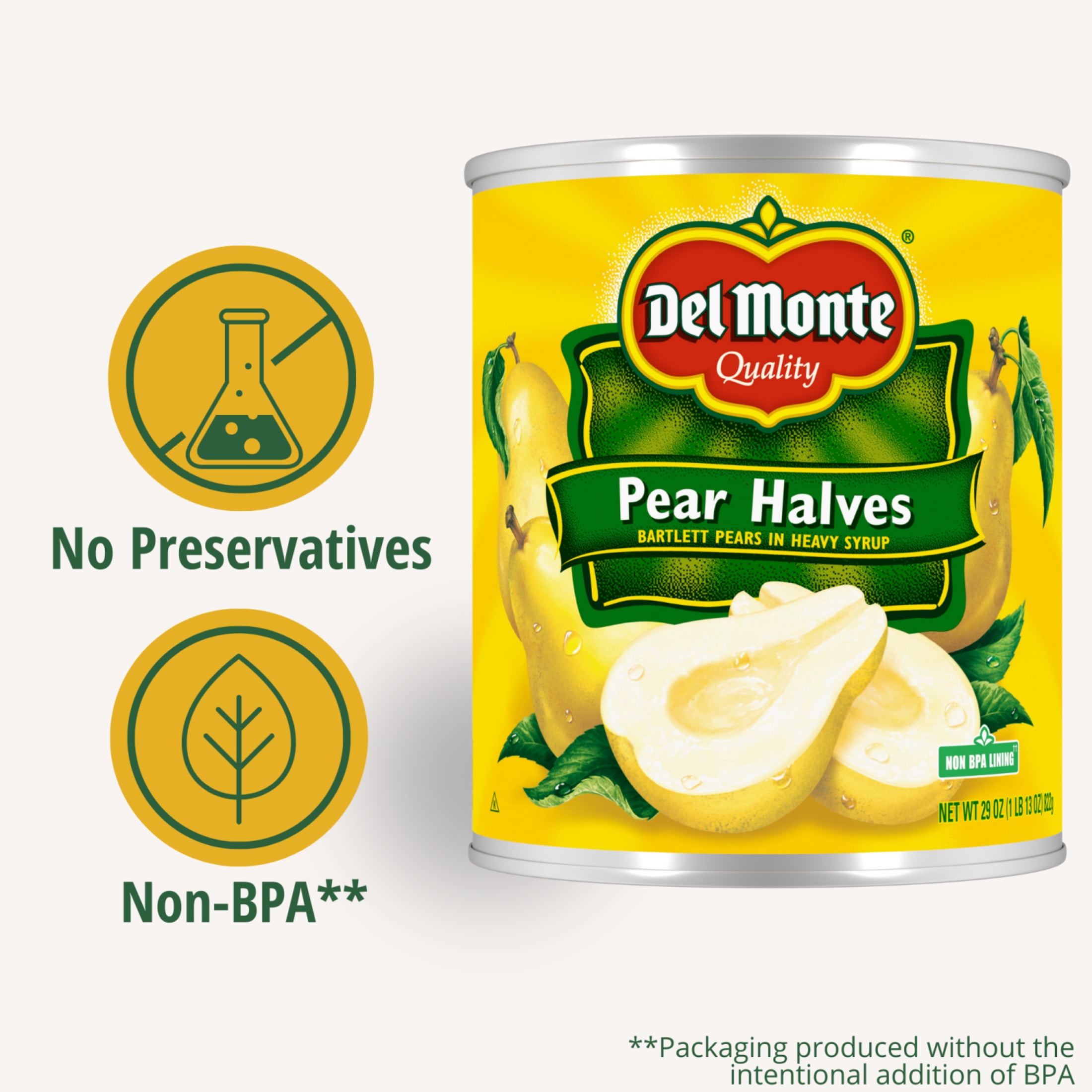 Del Monte Pear Halves in Heavy Syrup, 29 oz Can