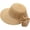 Khaki, variant on Womens Chic Sun Hats Summer Beach Sun Visors Lightweight Wide Bongrace Straw Fedora Panama Hats with Bow-Knot