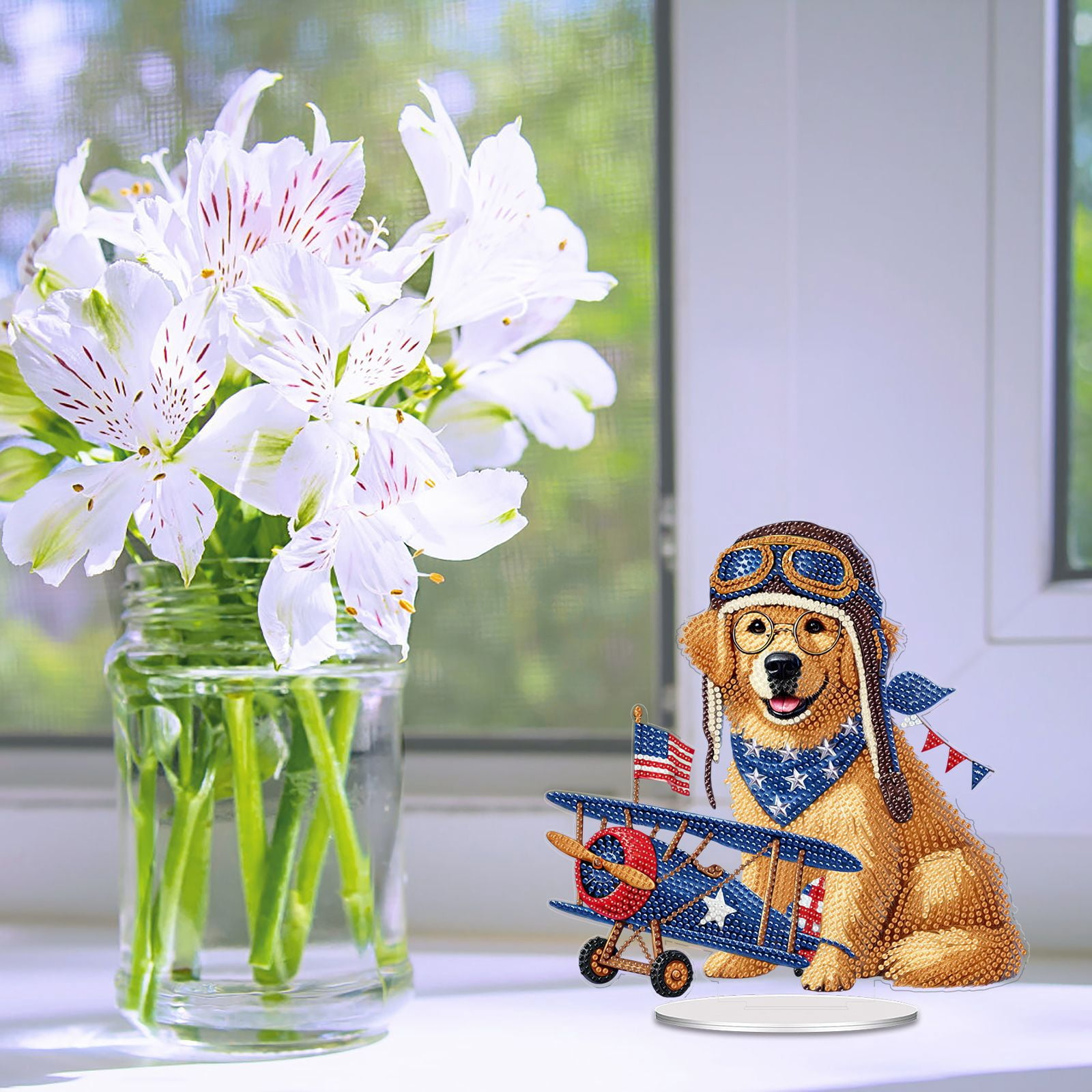 FLOPESN DIY Diamond Art Painting American Independence Day Creative，9.84*9.84in Animal Design,Add Festive Atmosphere Home Desktop Decorations
