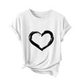 thumbnail image 2 of Zunfeo Cotton Tops for Women Casual Short Sleeve Summer Tops Cute Love Heart Graphic T Shirts Valentine's Day Gift White XL, 2 of 4