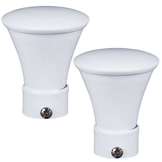 Têtes de Tringle à Rideaux en Fer Rondes Embouts de Tringle à Rideaux Forme de Trompette Blanc 74x61mm Diamètre Intérieur : 28mm