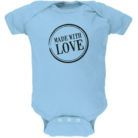 Valentine's Day - Made With Love Light Blue Soft Baby One Piece
