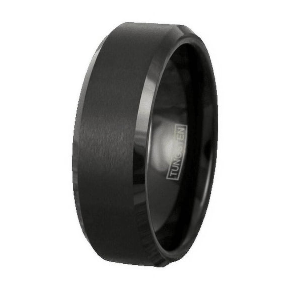 Tungsten Rings for Men Wedding Bands for Him 6mm Black Brushed Comfort Fit