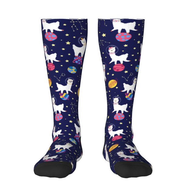 Balery Lama in Space Calcetines novedosos Calcetines deportivos Calcetines hasta la rodilla Calcetines de algodón Calcetines originales y geniales