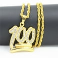 thumbnail image 4 of Jiaroswwei Men Hip Hop Twist Chain Rhinestone Number 100 Pendant Necklace Street Jewelry, 4 of 8