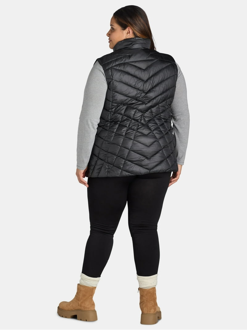 Big Chill Women's Chevron Quilted Puffer Vest, Midweight
