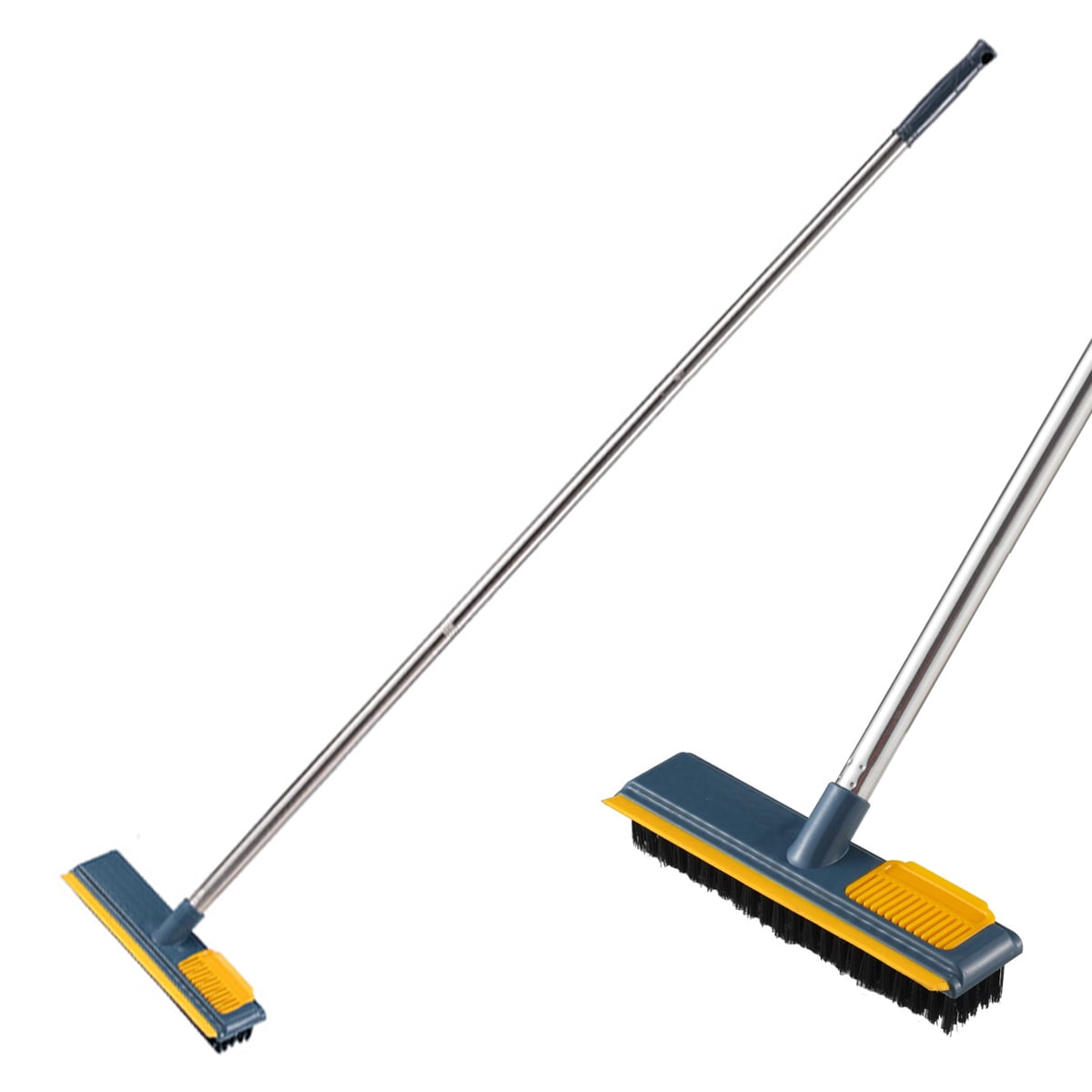 Floor Scrub Brush with Adjustable Long Handle 2 in 1 Scrape and Brush Stiff Bristle Floor Srubber Shower Cleaning Brush for Cleaning Bathroom Patio Kitchen Garages Wall and Deck