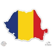 Romania Map Flag Country Shape - 3" Vinyl Sticker - For Car Laptop I-Pad Phone Helmet Hard Hat - Waterproof Decal