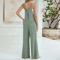 thumbnail image 4 of Maean Women's Casual Loose Jumpsuits Sleeveless Button Tied Wide Leg Long Pants Rompers Overalls with Pockets, 4 of 6