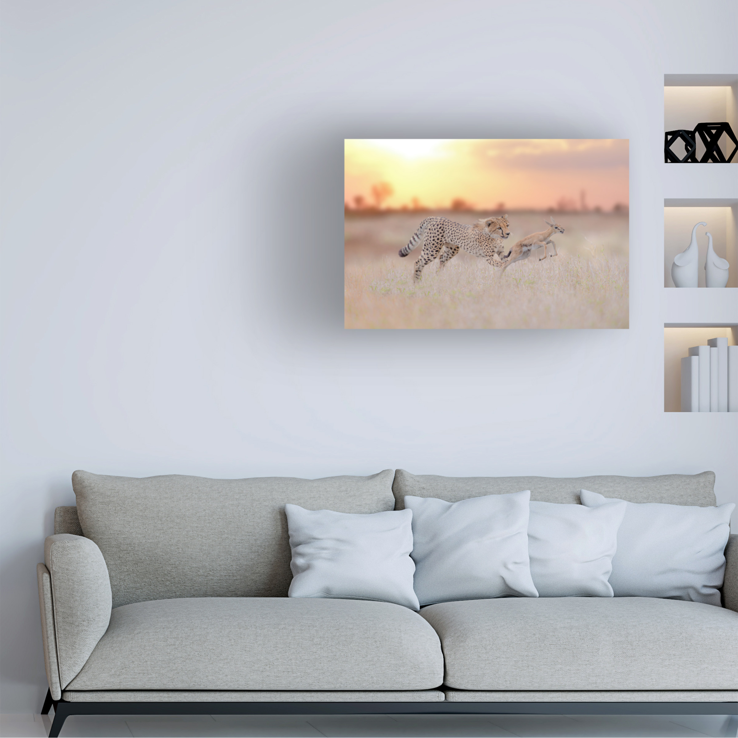 Ozkan Ozmen 'Cheetah Hunting A Gazelle' Canvas Art