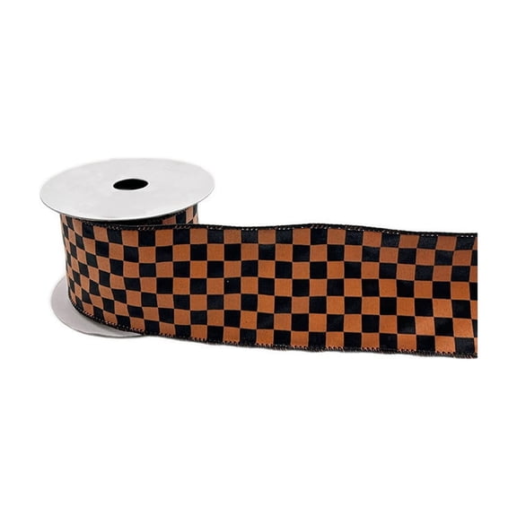 Spiderweb Pumpkin Bats Plaid Halloween Ribbon 141in, Orange Black Polyester Craft Wrap for Gift Box Wreath Bouquet DIY, Holiday Party Supply